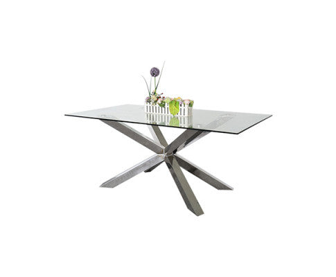 VERNAL GLASS DINING TABLE - 1800(L) x 900(D) - AS PICTURED