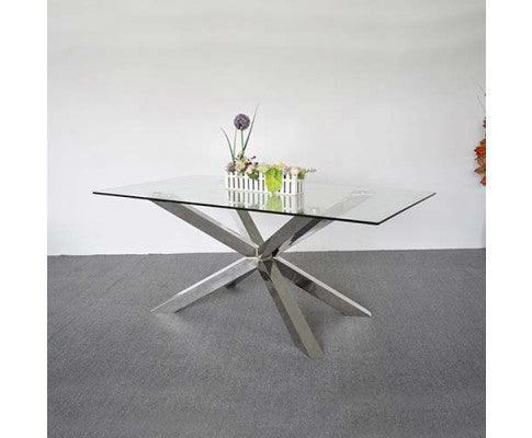 VERNAL GLASS DINING TABLE - 1800(L) x 900(D) - AS PICTURED