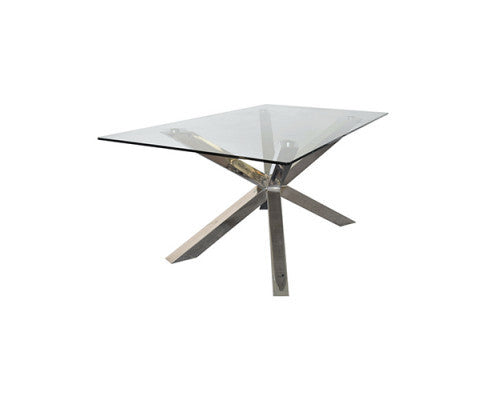 VERNAL GLASS DINING TABLE - 1800(L) x 900(D) - AS PICTURED