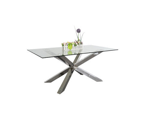 VERNAL GLASS DINING TABLE - 1800(L) x 900(D) - AS PICTURED