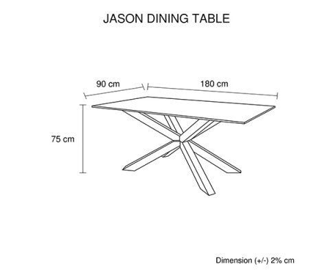 VERNAL GLASS DINING TABLE - 1800(L) x 900(D) - AS PICTURED