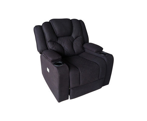 NAZNEEN SINGLE SEATER FABRIC RECLINER ARM CHAIR - BLACK