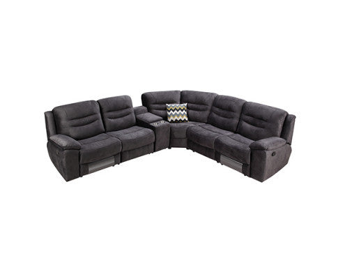 SAIGE 5 SEATER FABRIC CORNER RECLINER SOFA - VELVET GREY