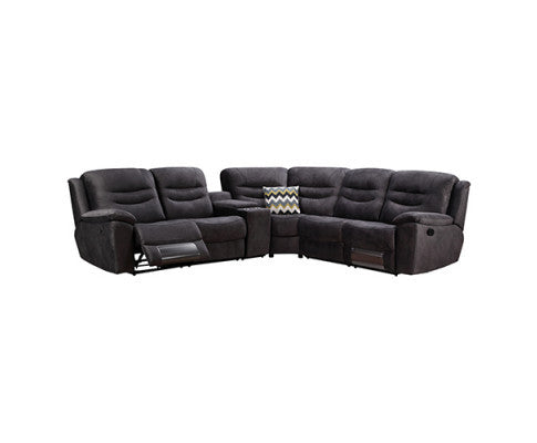 SAIGE 5 SEATER FABRIC CORNER RECLINER SOFA - VELVET GREY