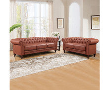 SHILOAH 3 + 2 SEATER PU LEATHER SOFA LOUNGE SET - BROWN
