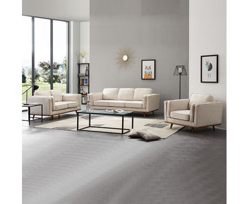 NAILAH 3 + 2 SEATER FABRIC SOFA LOUNGE SET - BEIGE