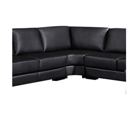 ELOWEN BONDED LEATHER U-SHAPED SOFA WITH RIGHT CHAISE LOUNGE SUITE - BLACK