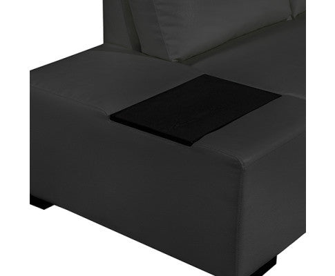 ELOWEN BONDED LEATHER U-SHAPED SOFA WITH RIGHT CHAISE LOUNGE SUITE - BLACK