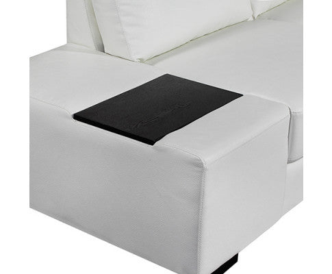 ELOWEN BONDED LEATHER U-SHAPED SOFA WITH RIGHT CHAISE LOUNGE SUITE - WHITE