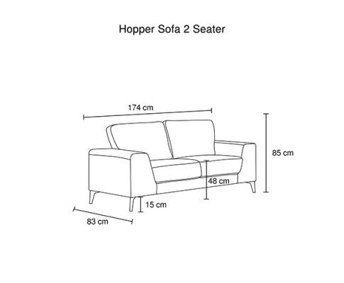 HOLPER 2 SEATER LINEN FABRIC SOFA - BLACK