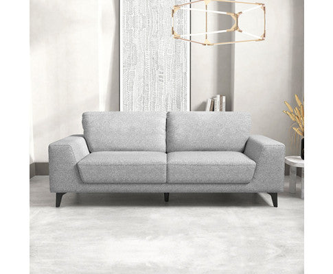 HOLPER 3 SEATER LINEN FABRIC SOFA - BLACK