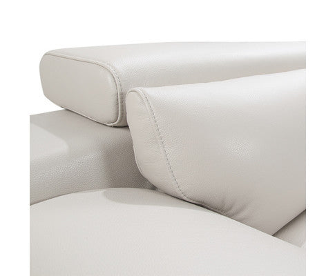 MARLOWE LEATHERETTE CORNER SOFA LOUNGE CHAISE LOUNGE SUITE - WHITE