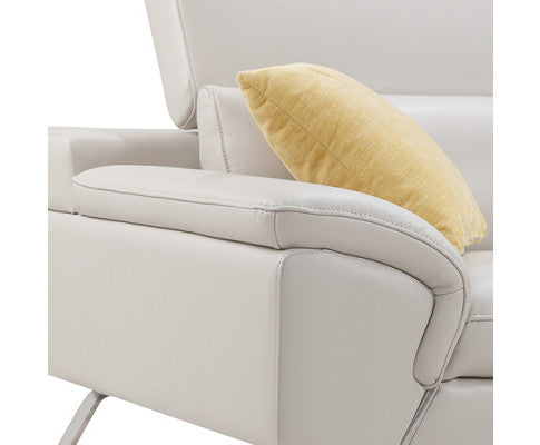 MARLOWE LEATHERETTE CORNER SOFA LOUNGE CHAISE LOUNGE SUITE - WHITE
