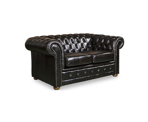 ALONDRA 2 SEATER GENUINE LEATHER SOFA - BROWN