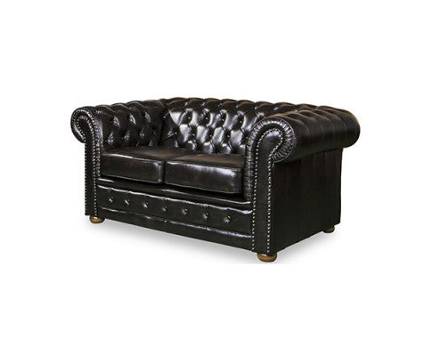 ALONDRA 2 SEATER GENUINE LEATHER SOFA - BROWN