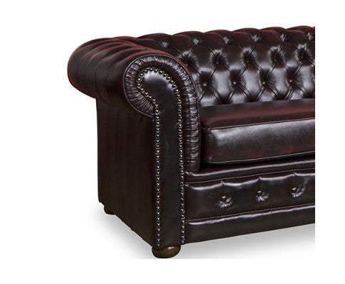 ALONDRA 2 SEATER GENUINE LEATHER SOFA - BURGANDY