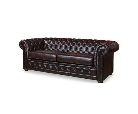 ALONDRA 3 SEATER GENUINE LEATHER SOFA - BURGANDY