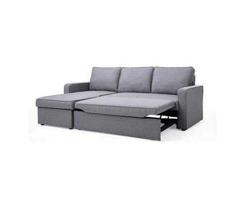 YEMINA FAVRIC CORNER SOFA BED WITH PULL OUT STORAGE - GREY