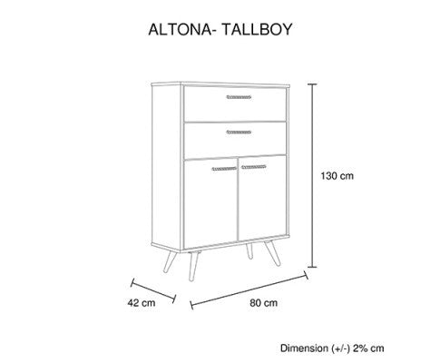 DAMIANE 4 DRAWER TALLBOY - NATURAL WOOD