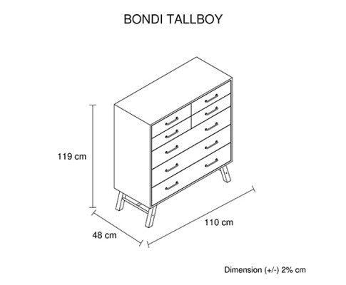 LUCINDA 7 DRAWER TALLBOY - AS PICTURED
