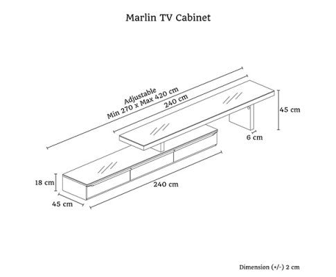 ZENOBIA 3 DRAWER EXTENDABLE TV ENTERTAINMENT UNIT - HIGH GLOSS BLACK