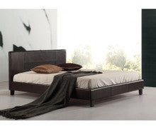 QUEEN MORRILTON LEATHERETTE BED FRAME - BROWN