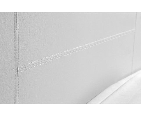 QUEEN KERVY LEATHER BED - WHITE