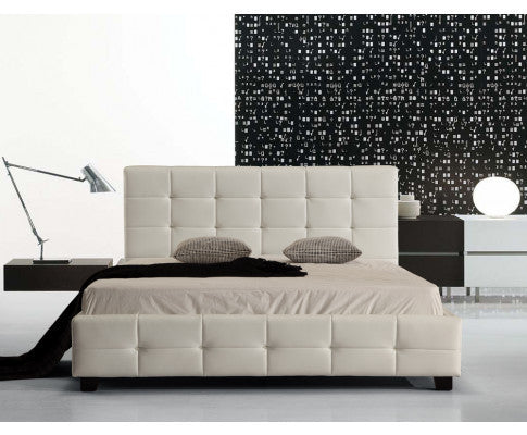 QUEEN MIKYLINE LEATHER BED - WHITE