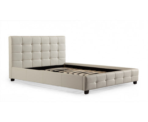 QUEEN MIKYLINE LEATHER BED - WHITE