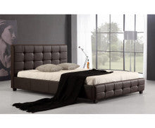 QUEEN ALBERIO PU LEAHTER DELUXE BED - BROWN