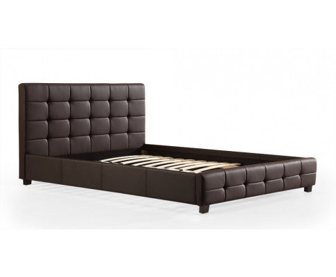 QUEEN ALBERIO PU LEAHTER DELUXE BED - BROWN