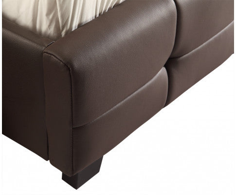 QUEEN ALBERIO PU LEAHTER DELUXE BED - BROWN