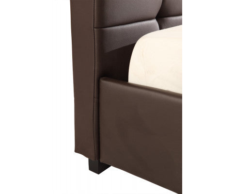 QUEEN ALBERIO PU LEAHTER DELUXE BED - BROWN