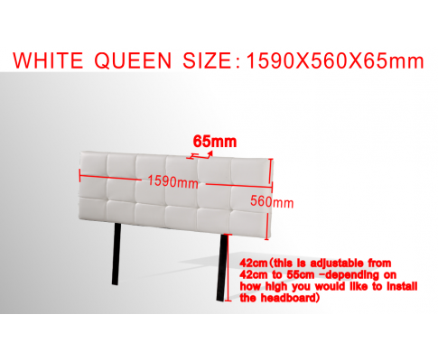 SWARZ (V63-768265) QUEEN DELUXE LEATHERETTE HEADBOARD BEDHEAD - WHITE