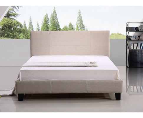 QUEEN HARLEY FABRIC BED - BEIGE