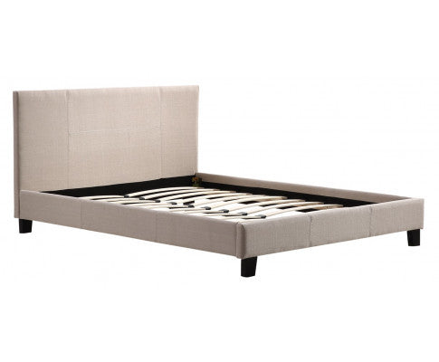 QUEEN HARLEY FABRIC BED - BEIGE