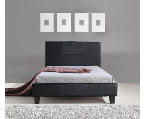 KING SINGLE HARLEY LEATHERETTE BED FRAME - BLACK