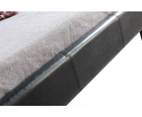 KING SINGLE HARLEY LEATHERETTE BED FRAME - BLACK