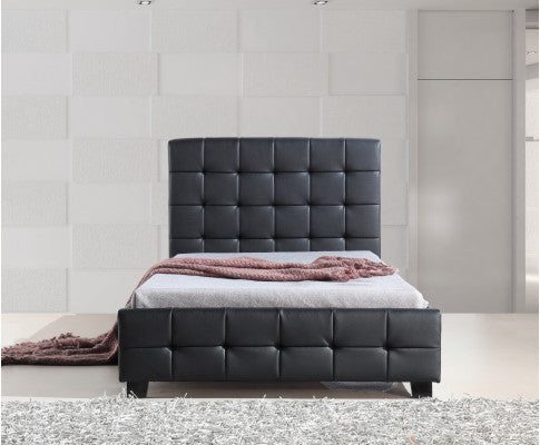 KING SINGLE MIKYLINE LEATHER BED - WHITE