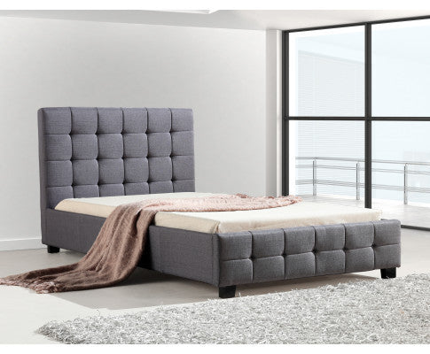 KING SINGLE FELTON LINEN FABRIC DELUXE BED FRAME - GREY