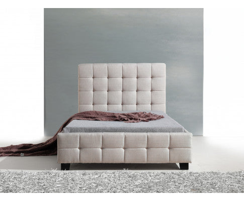 KING SINGLE PAULO FABRIC BED - BEIGE