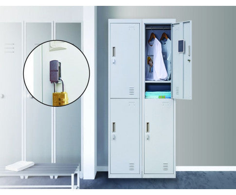 KENZIE PADLOCK - OPERATED TWO-DOOR OFFICE - GYM - STORAGE - SHED - LOCKER - GREY