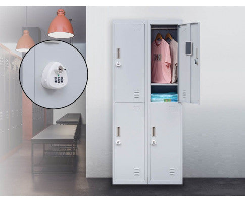 KENZIE TWO-DOOR OFFICE - GYM - STORAGE - SHED - LOCKER WITH 3-DIGIT COMBINATION LOCK - GREY