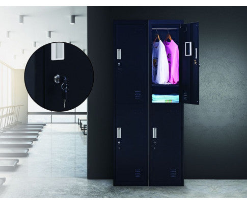 KENZIE STANDARD LOCK TWO-DOOR OFFICE - GYM - STORAGE - SHED - LOCKER - BLACK