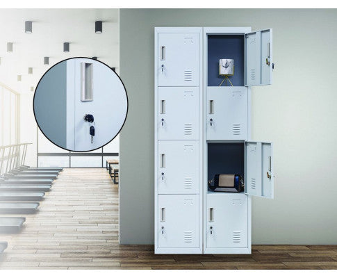 KENZIE STANDARD LOCK FOUR-DOOR OFFICE - GYM - STORAGE - SHED - LOCKER - GREY