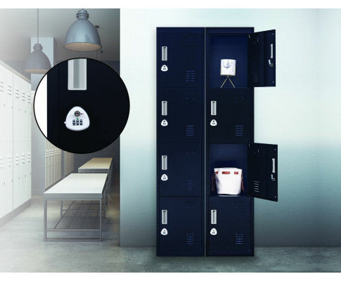 KENZIE FOUR-DOOR OFFICE - GYM - STORAGE - SHED - LOCKER WITH 3-DIGIT COMBINATION LOCK - BLACK