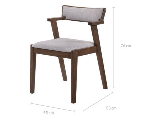 PRELMO DINING CHAIR WITH ARMREST - GREY