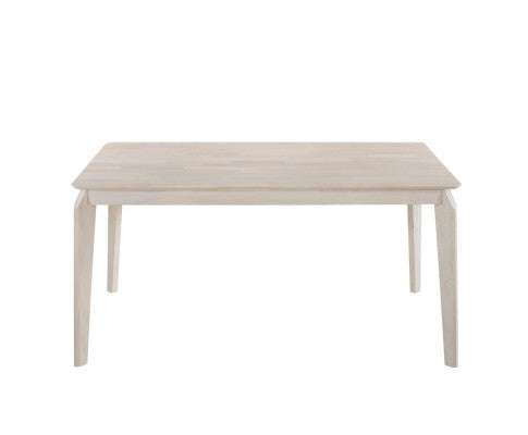AURELIE SOLID RUBBERWOOD DINING TABLE - 1500(W) x 900(D) - WHITE WASHED