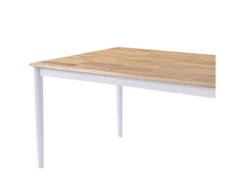 AURELIE SOLID RUBBERWOOD 7 PIECE DINING SETTING WITH 1500(L) x 900(W)- NATURAL OAK & WHITE