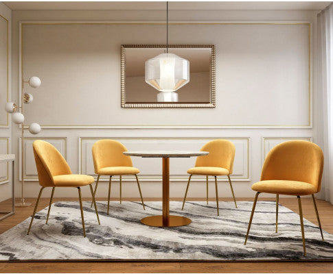 AVRILLE 5 PIECE DINING SETTING WITH 900(Dia) TABLE - GOLD